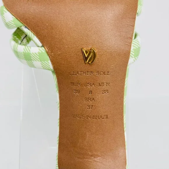 Free People by Vicenza "Evie" Green Gingham Pointed Kitten Heels | Size 8 | NEW - Picture 7 of 11